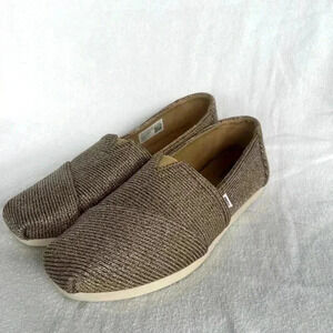TOMS Womens Size 7 Alpargata Ortholite GOLD Sparkle Knit Flat Shoes